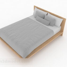 Modelo 3d de cama de casal cinza nórdico