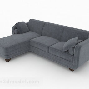 Nordic Grey Minimalist Multi-seats Sofa Furniture 3d model