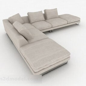 نموذج أريكة ثلاثية الأبعاد باللون الرمادي البسيط متعدد المقاعد