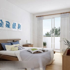 Nordic Minimalist Bedroom Interior 3d model