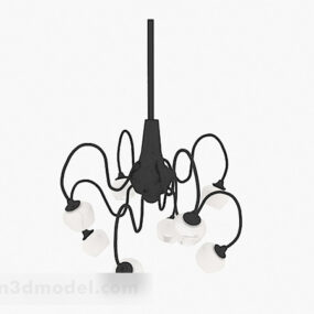Mô hình 3d đèn chùm đen trắng Bắc Âu