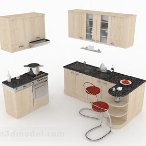 Hvid L Formet Køkkenskab V1 3d model