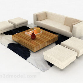 3д модель домашнего простого комбинированного дивана и мебели