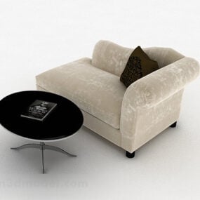 أريكة قماش مفردة بيضاء اللون نموذج ثلاثي الأبعاد