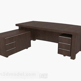 Office Brown Wooden Table 3d model