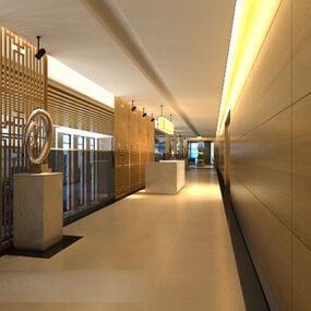 3д модель интерьера офисного коридора