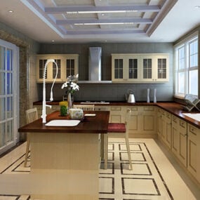 Open Kitchen Interior V1 3d model