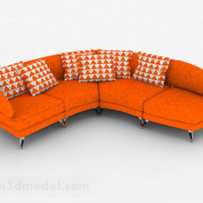 Divano multiposto arancione casual modello 3d