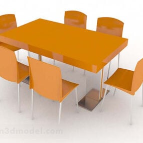 Orange Dining Table Chair Decor Set 3d model