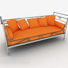3д модель оранжевого многоместного дивана