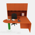 オレンジのオフィスデスクとチェアセット