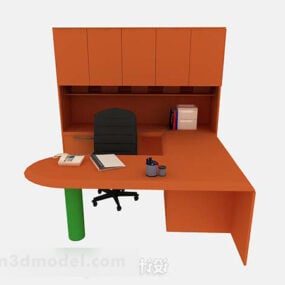 Escritorio y silla de oficina naranja modelo 3d