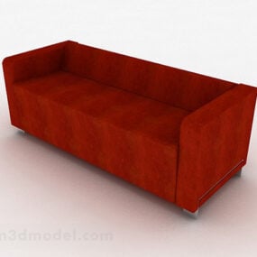 Model 3d Sofa Dua Dudukan Sederhana Oranye