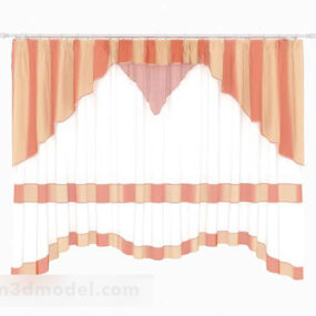 Orange Striped Home Curtains 3d model