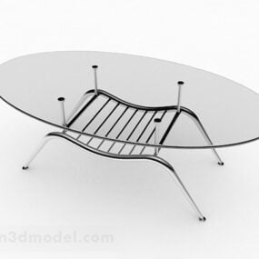 Oválný skleněný konferenční stolek V1 3D model