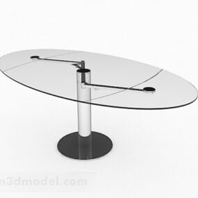 3д модель овального стеклянного обеденного стола