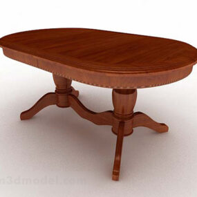Owalny stół do jadalni z litego drewna Model 3D