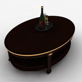 Oválný dřevěný konferenční stolek Dekor 3D model