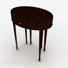 Oval Dark Wooden Table 3d model