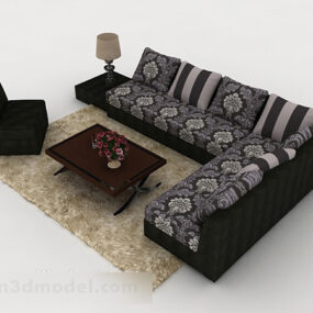 图案黑色组合沙发3d模型