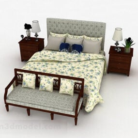 Pattern Double Bed Design 3d model