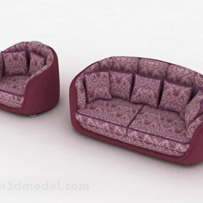 Pattern Red Combination Sofa 3d model