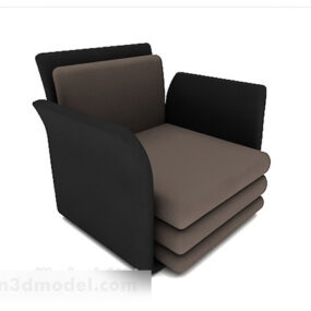 3д модель индивидуального простого черно-серого односпального дивана
