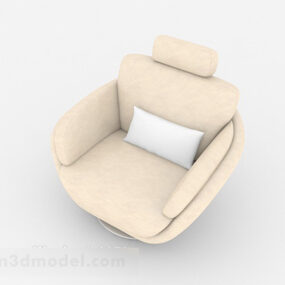 Simple Beige Single Sofa 3d model