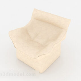 Simple Beige Tweed Single Sofa 3d model