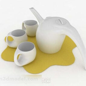 Kişiye Özel Beyaz Çay Seti 3D model