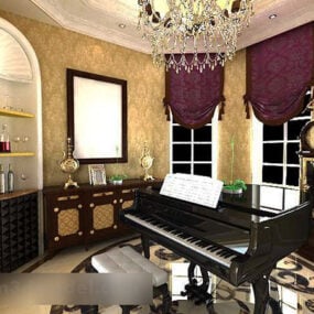 Mô hình nội thất phòng piano 3d