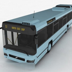 Modelo 3d de veículo ônibus azul rosa