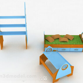 Pembe Mavi Çocuk Yatağı 3D model
