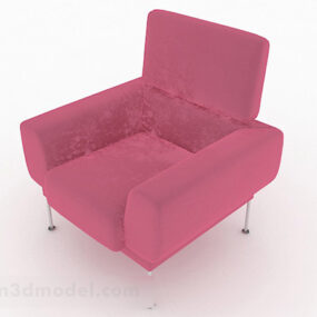 Model 3d Sofa Tunggal Kasual Fabrik Merah Jambu