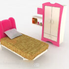 Vaaleanpunainen yhden hengen sänkyhuonekalut