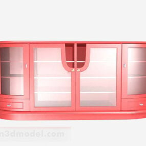 Pink Color Glass Display Cabinet 3d model