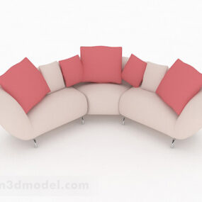 3д модель розового многоместного дивана