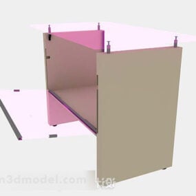 โมเดล 3 มิติโต๊ะทำงานสีชมพู