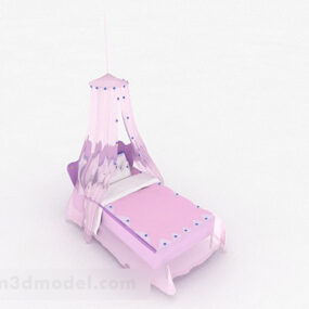 Pink Single Bed 3d model