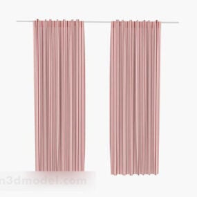 Pink Striped Curtain 3d model