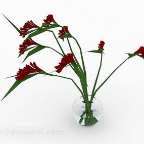 Positiv rød blomst hjemmeinnredning 3d-modell