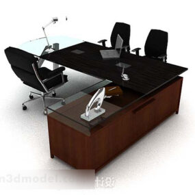 Prémiová černá hnědá kancelářská židle 3D model