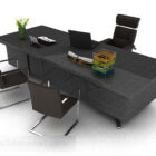 Premium Enkelt svart skrivbord och stol