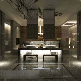 3д модель интерьера роскошной раковины в общественной ванной комнате