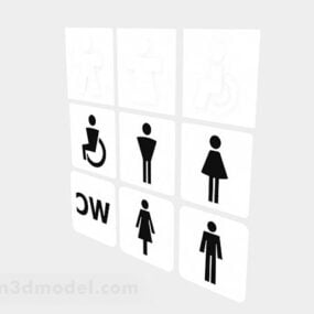 Modelo 3d do logotipo do banheiro público