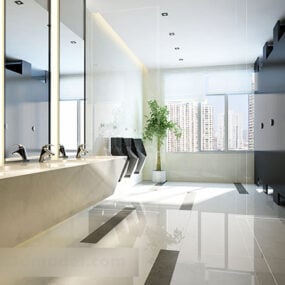 Modelo 3D do interior do banheiro público masculino