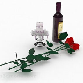 Purple Bottle Red Wine Decoration 3d model