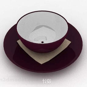 Modelo 3d de tigela de cerâmica roxa