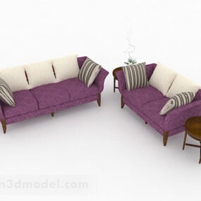 Фіолетовий набір диванних меблів 3d модель