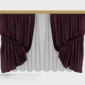 紫色窗帘3d模型